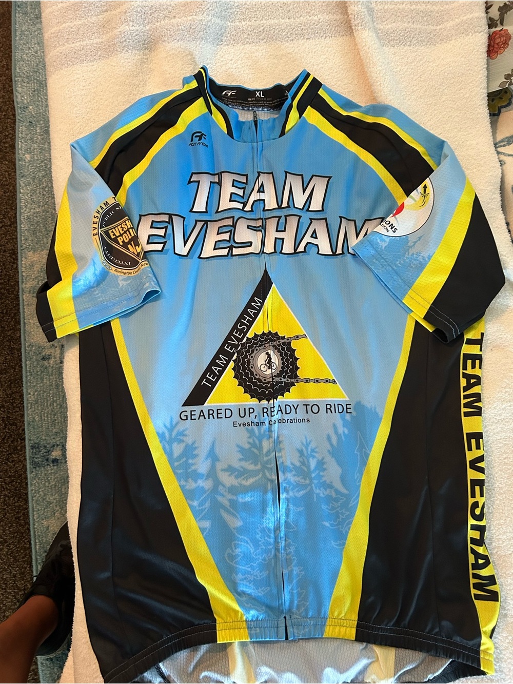 Velocity Team Evesham Blue and Yellow Cycling Jersey - Men